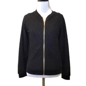 Xhilaration Lace Crochet Zip Up Bomber Jacket L